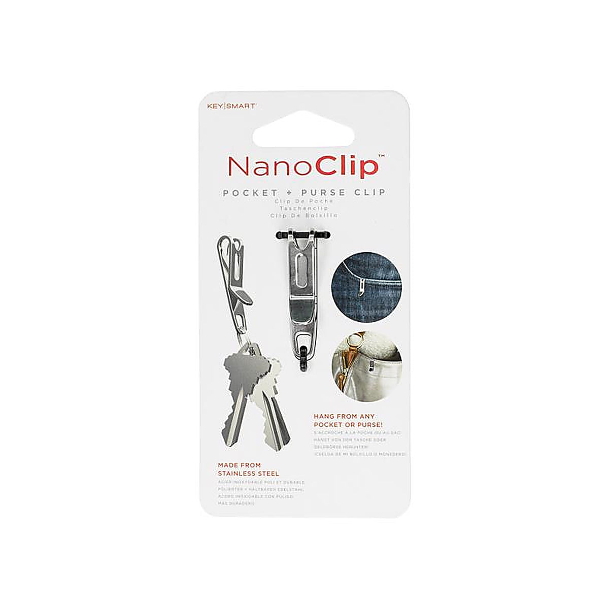 Keysmart - KS801-SS - Nano Clip Stainless Steel Silver Pocket/Purse Clip Keychain