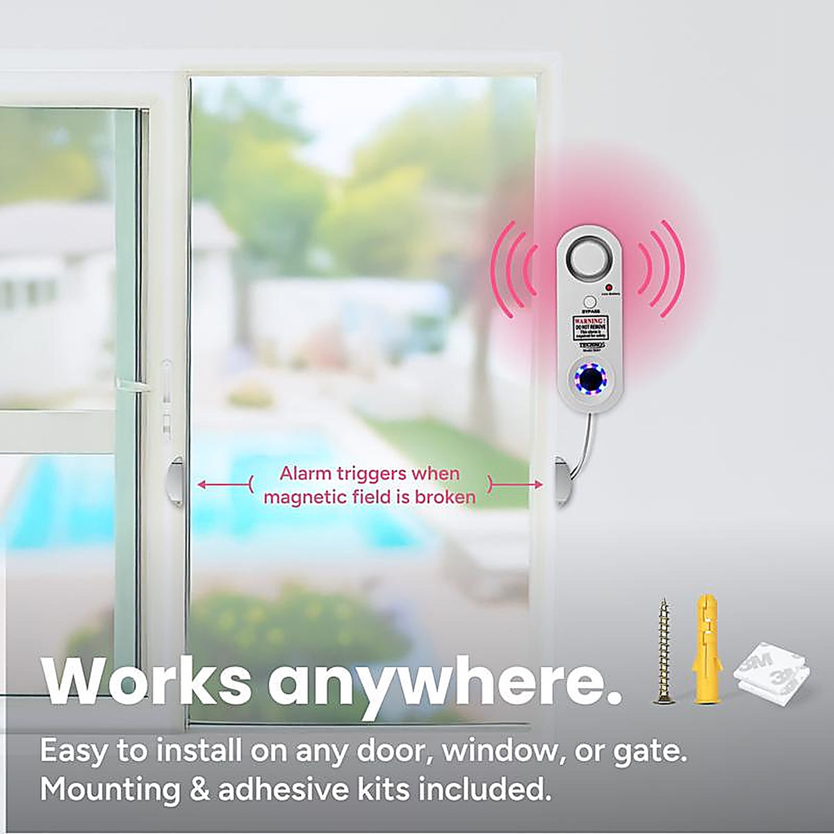 Techko - S287 - Battery Powered/Plug-In Indoor and Outdoor White Security Alarm