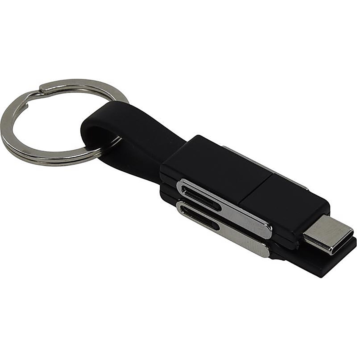 Hillman - 9983530 - PVC Black/Silver Split Charger Cable Keychain