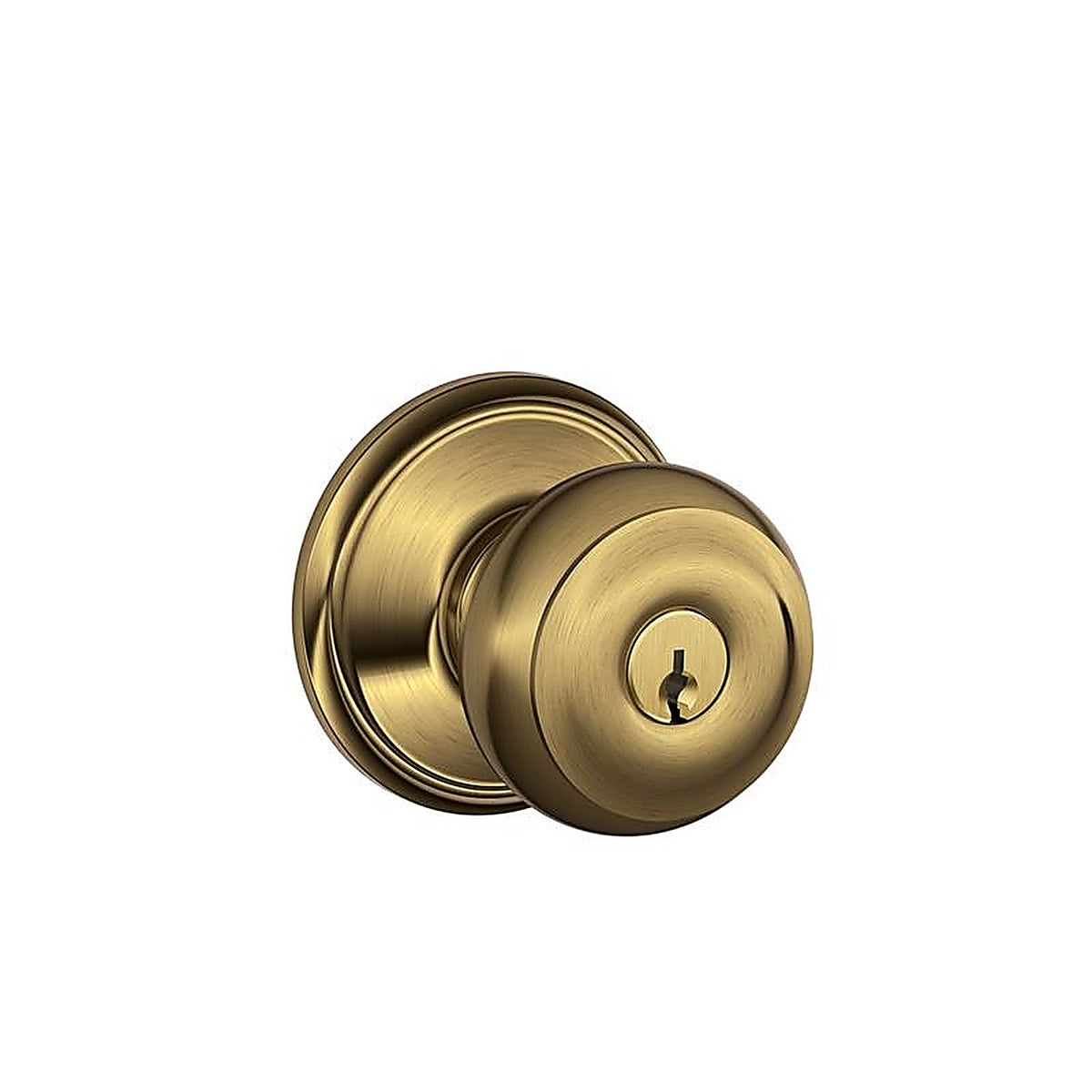 Schlage F51VGEO609 Georgian Antique Brass Entry Lockset ANSI Grade 2 1-3/4 in.