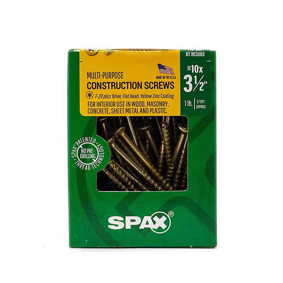 Spax - 4191020500904 - Multi-Material No. 10 In. X 3-1/2 In. L T-20+ Flat Head Serrated Construction Screws