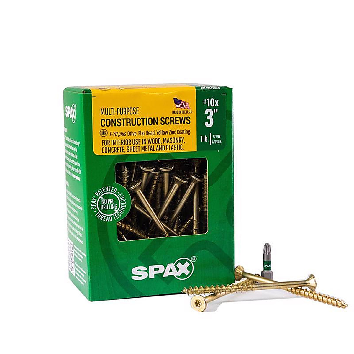 Spax - 4191020500754 - Multi-Material No. 10 In. X 3 In. L T-20+ Flat Head Serrated Construction Screws