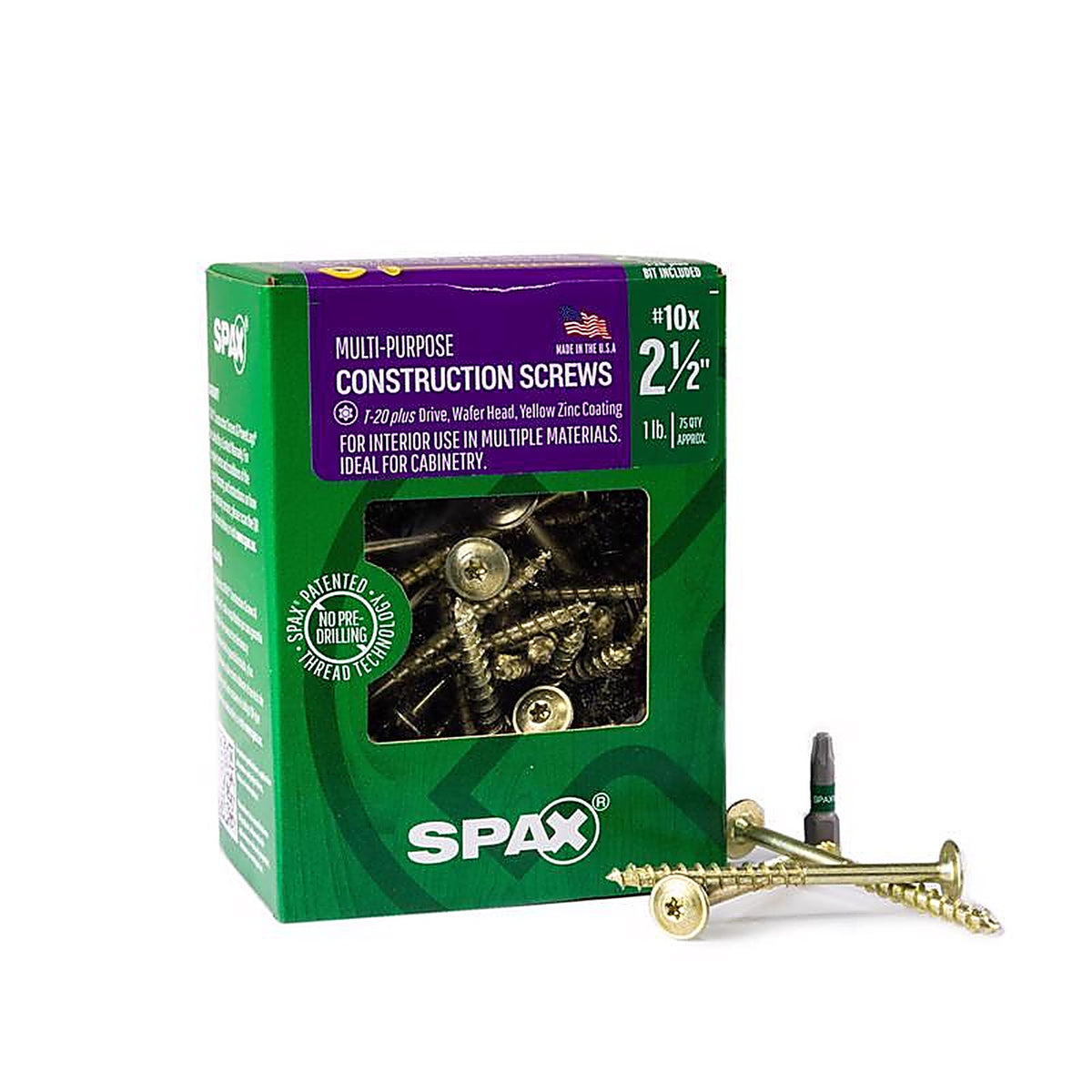 Spax - 4281020500604 - Multi-Material No. 10 In. X 2-1/2 In. L T-20+ Wafer Head Serrated Construction Screws