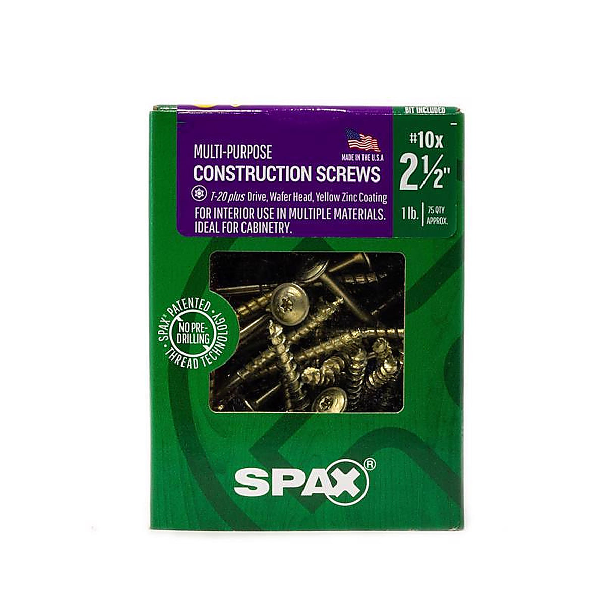 Spax - 4281020500604 - Multi-Material No. 10 In. X 2-1/2 In. L T-20+ Wafer Head Serrated Construction Screws