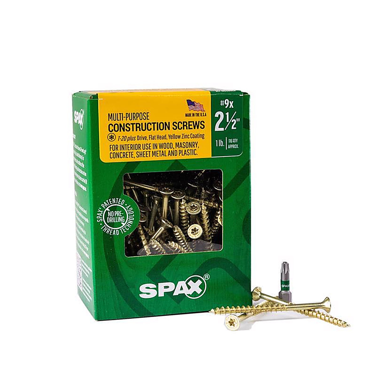 Spax - 4191020450604 - Multi-Material No. 9 In. X 2-1/2 In. L T-20+ Flat Head Serrated Construction Screws