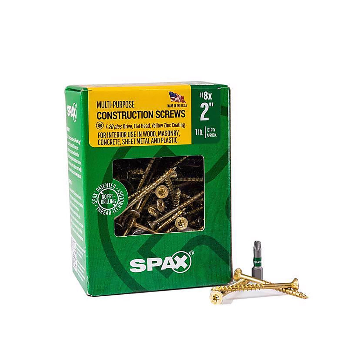 Spax - 4191020400504 - Multi-Material No. 8 In. X 2 In. L T-20+ Flat Head Serrated Construction Screws