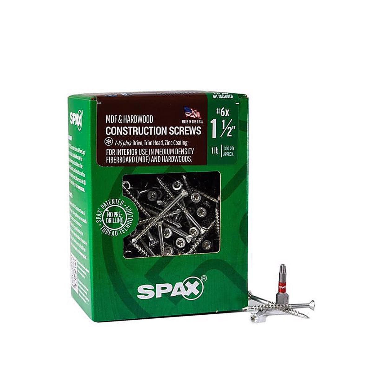 Spax - 4351010350404 - Mdf No. 6 In. X 1-1/2 In. L Star Trim Head Serrated Construction Screws