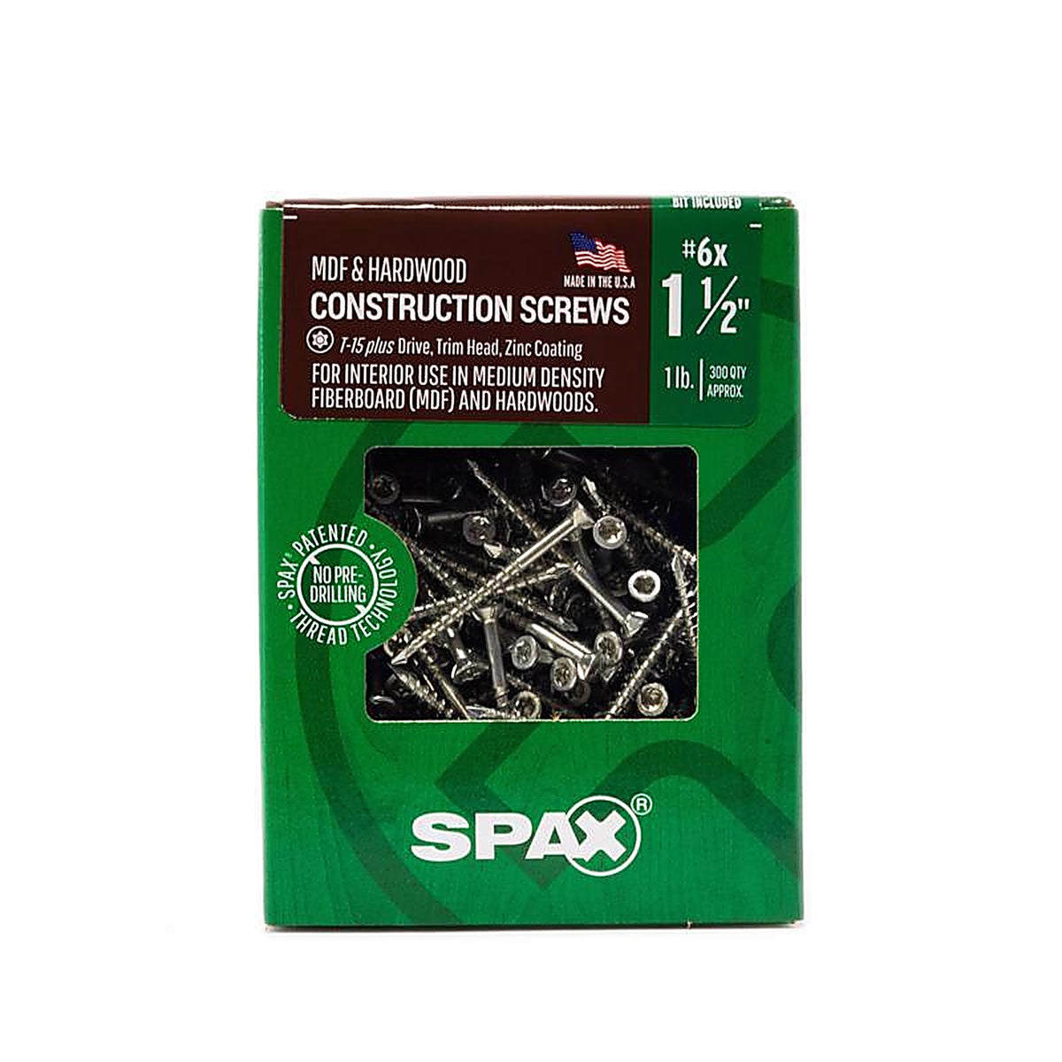 Spax - 4351010350404 - Mdf No. 6 In. X 1-1/2 In. L Star Trim Head Serrated Construction Screws