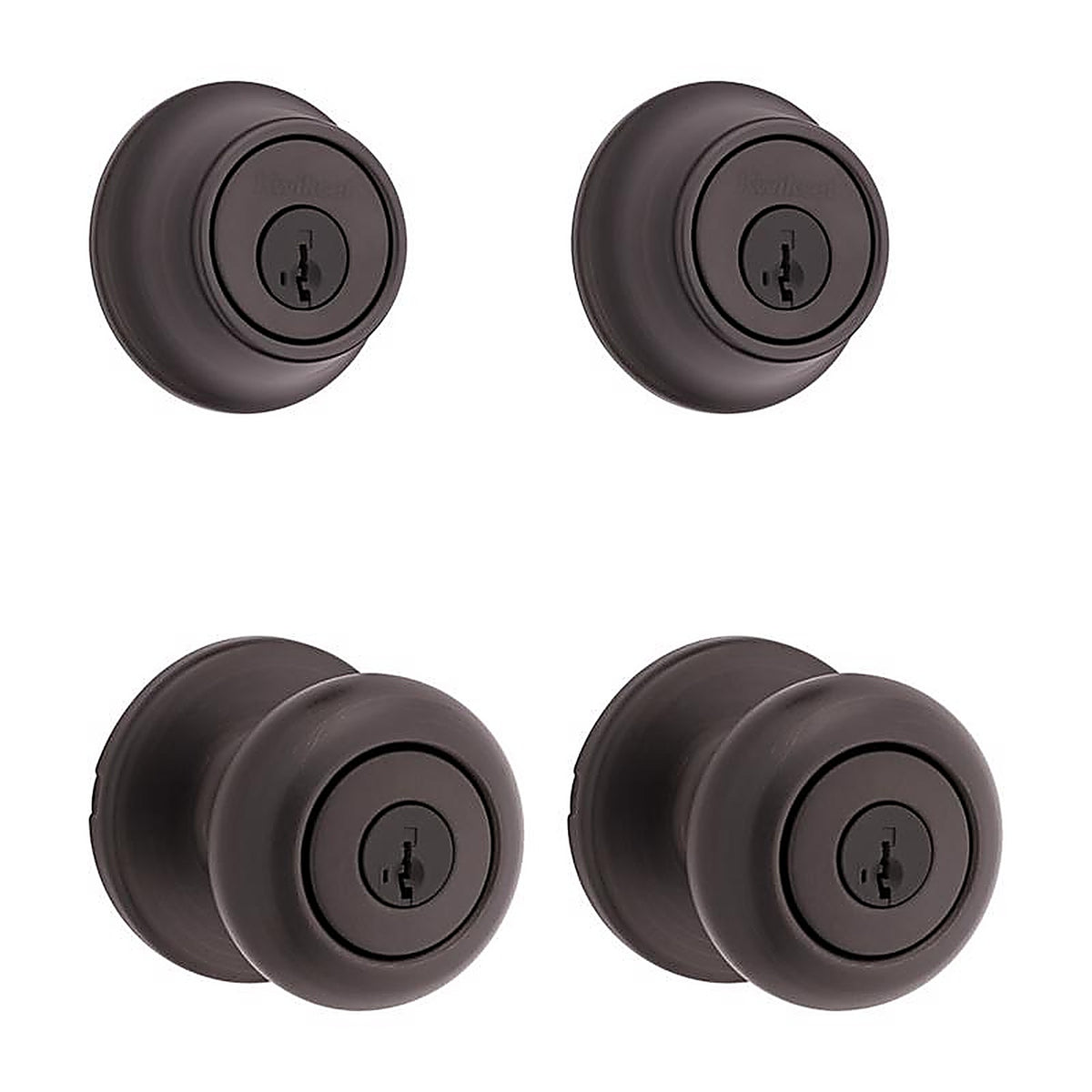 Kwikset - 92420-063 - Smartkey Security Classic Venetian Bronze Entry Knob and Single Cylinder Deadbolt Kw1 2-3/4