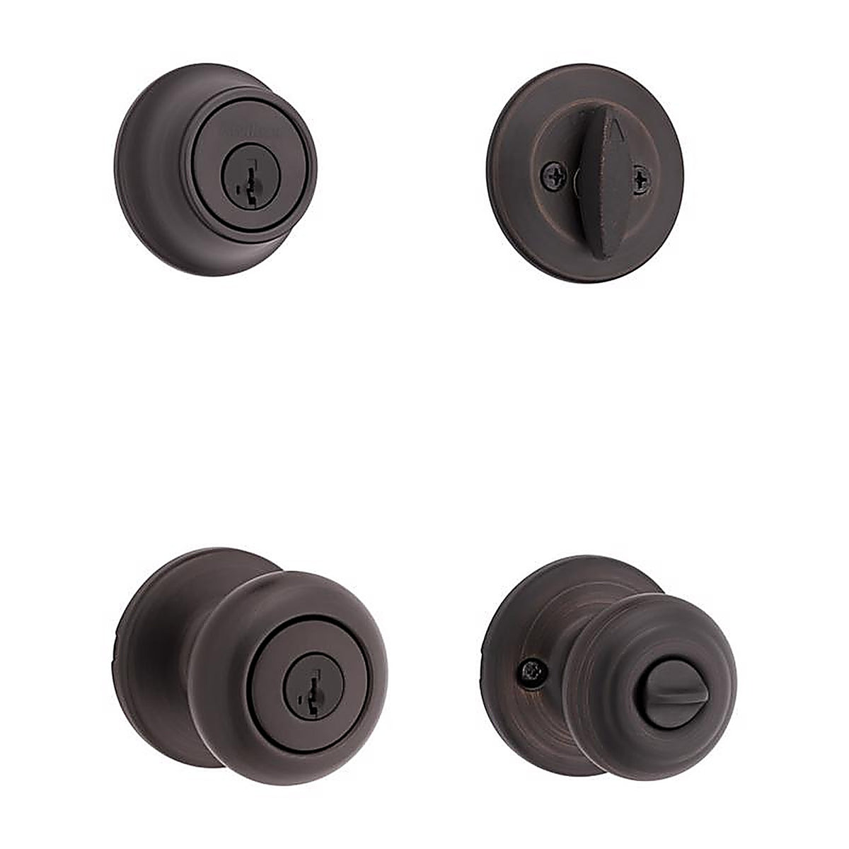 Kwikset - 96900-421 - Smartkey Security Cove Venetian Bronze Deadbolt and Entry Door Knob Kw1 2-3/4 In.