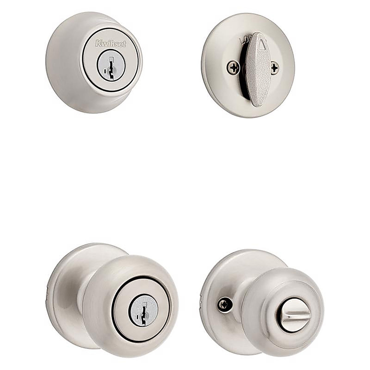 Kwikset - 96900-424 - Smartkey Security Cove Satin Nickel Deadbolt and Entry Door Knob Kw1 1-3/4 In.