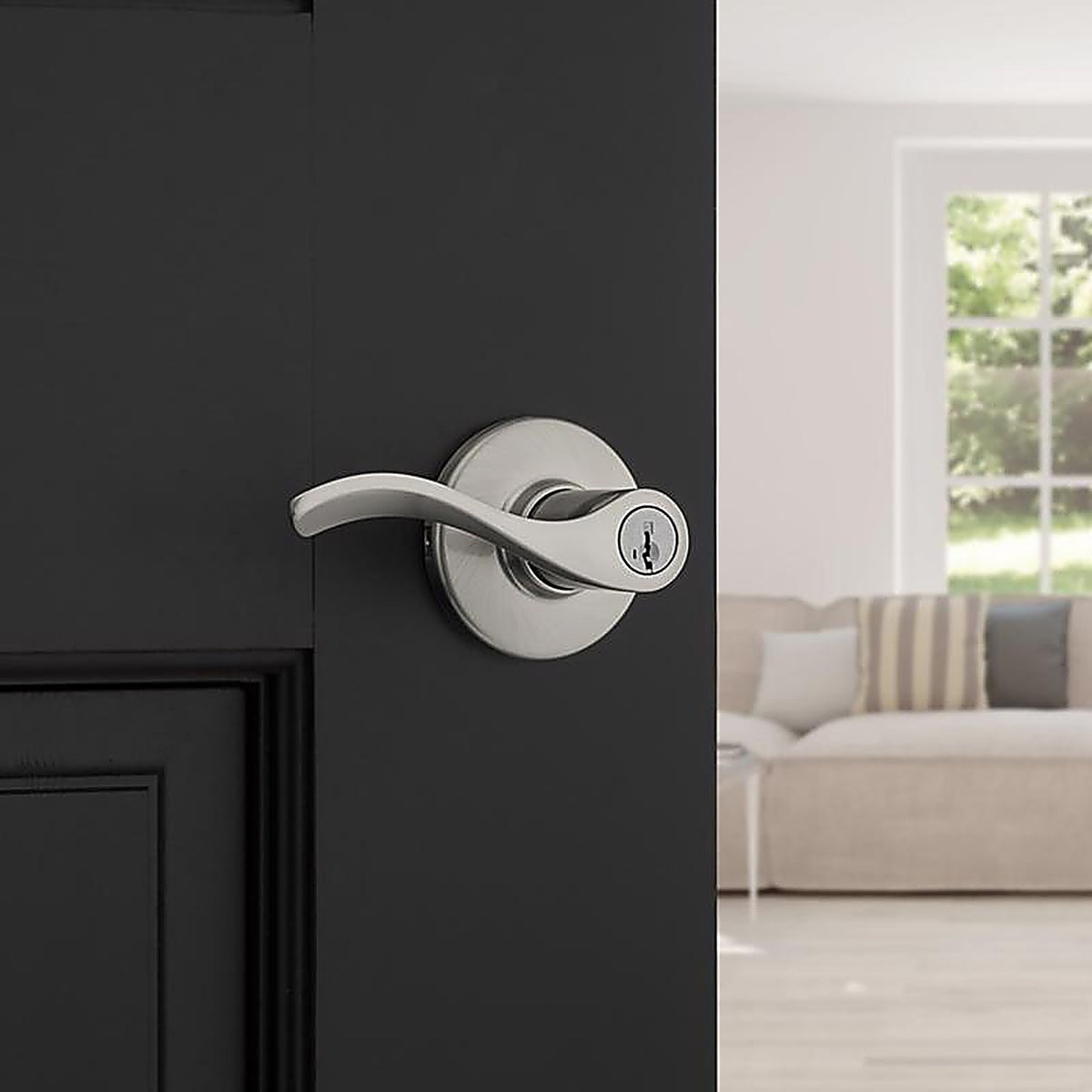Kwikset - 94050-673 - Smartkey Security Balboa Wave Satin Nickel Entry Lever Kw1 2-3/4 In.