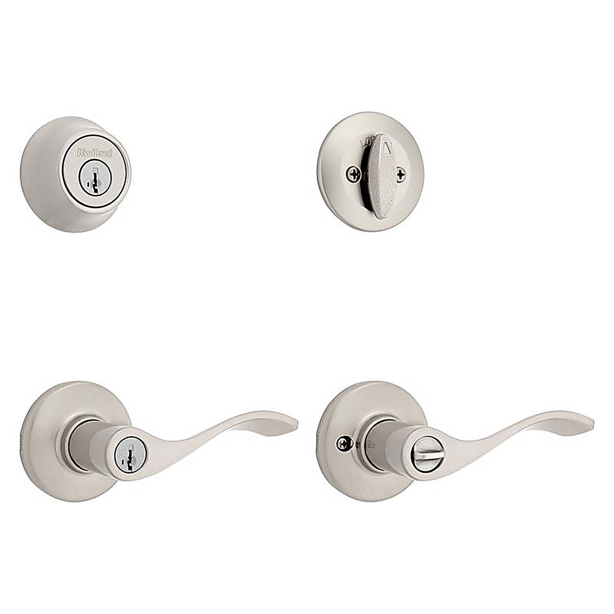 Kwikset - 96900-420 - Smartkey Security Balboa Satin Nickel Deadbolt and Entry Door Knob Kw1 1-3/4 In.