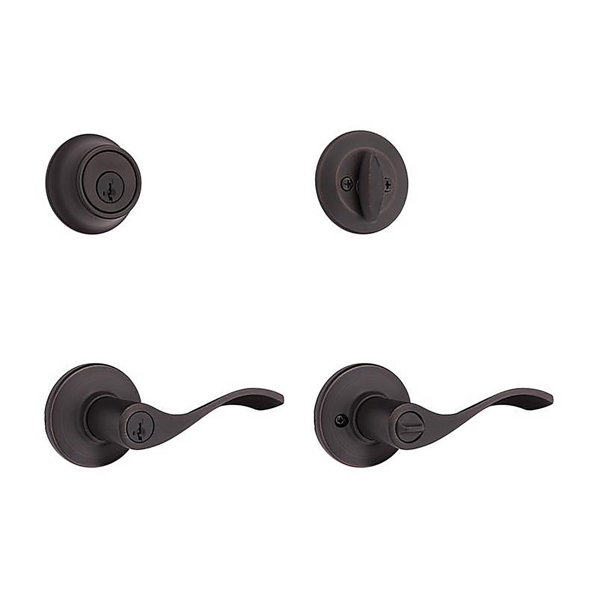 Kwikset - 96900-425 - Smartkey Security Balboa Venetian Bronze Deadbolt and Entry Door Knob Kw1 2-3/4 In.
