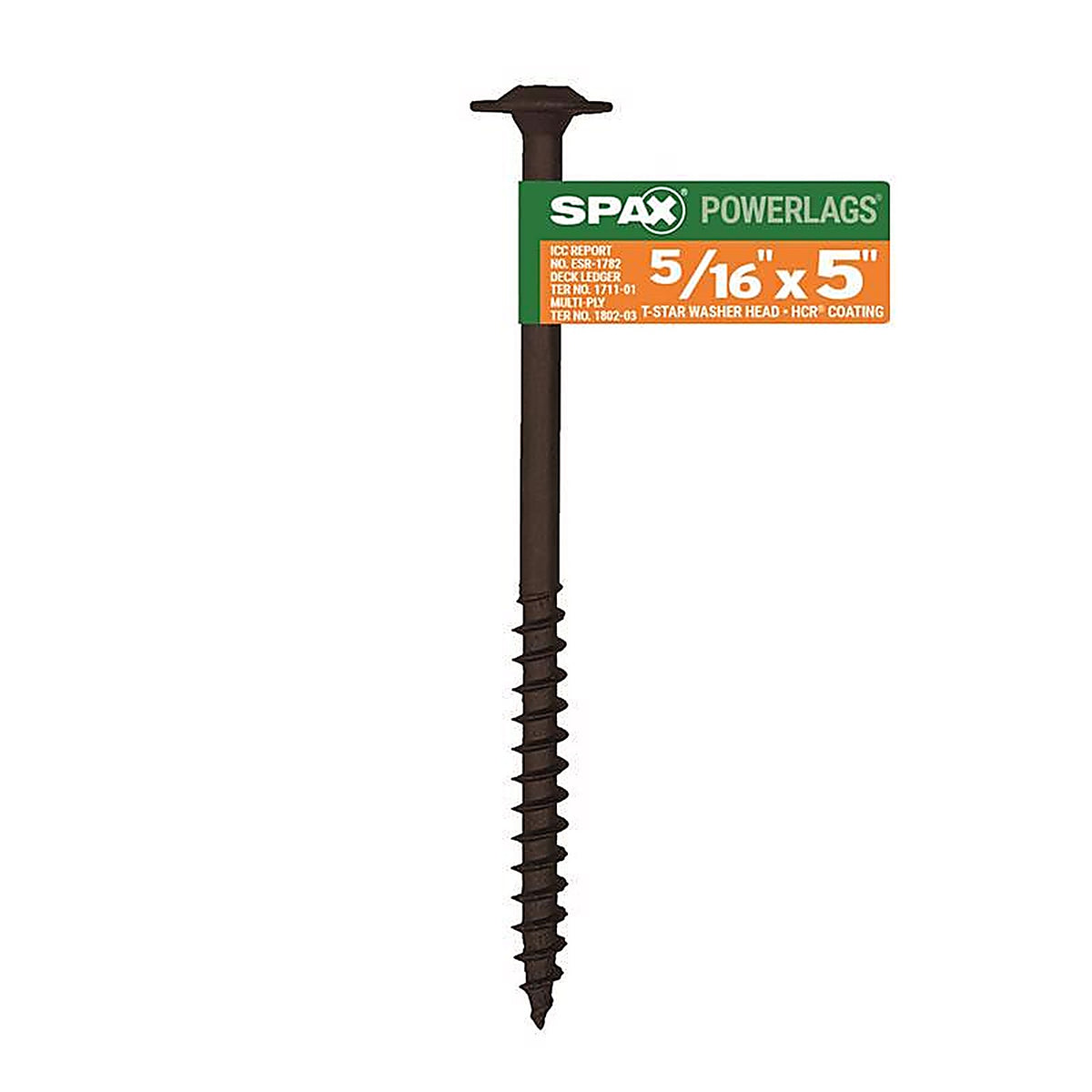 Spax - 4581820801277 - Powerlags 5/16 In. X 5 In. L Washer High Corrosion Resistant Carbon Steel Lag Screw 1 Pack