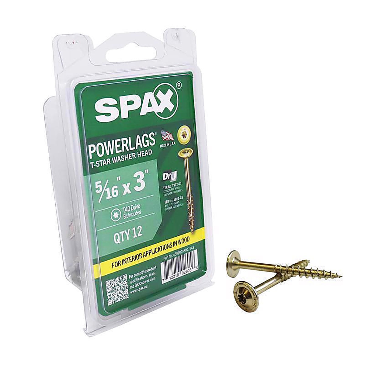 Spax - 45810208007643 - Powerlags 5/16 In. X 3 In. L Washer Yellow Zinc Carbon Steel Lag Screw 12 Pack
