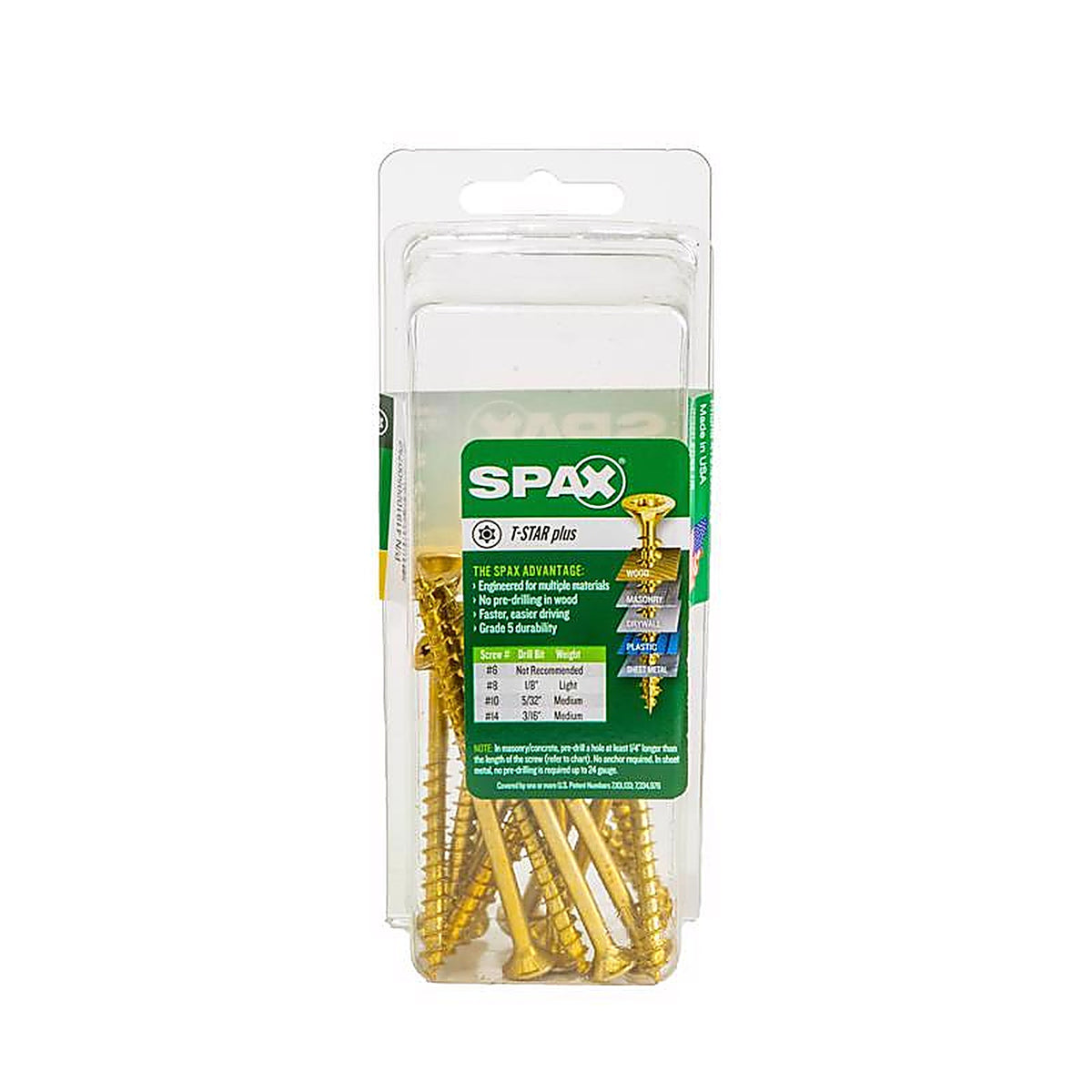 Spax - 4191020500752 - Multi-Material No. 10 In. X 3 In. L T-20+ Flat Head Serrated Construction Screws