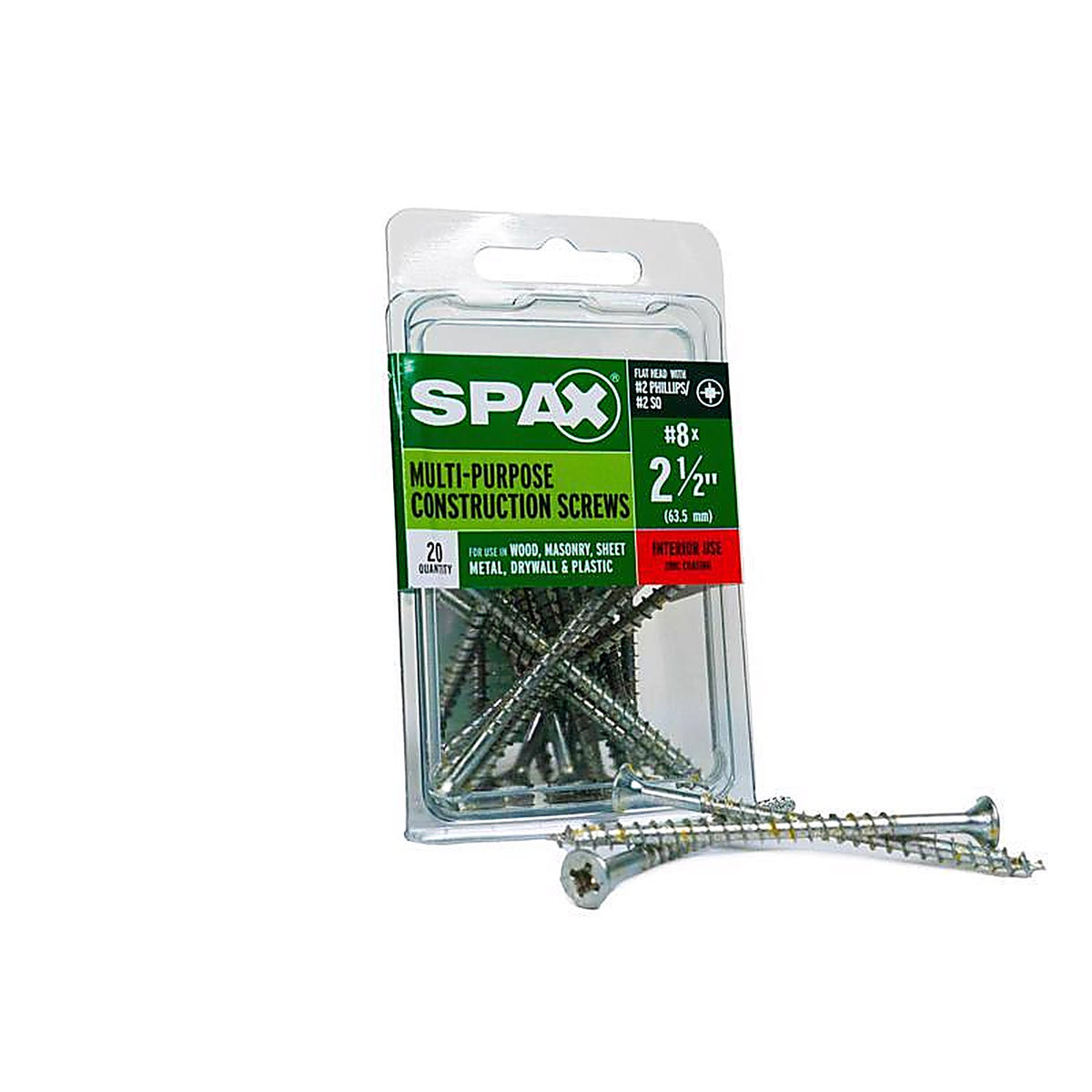 Spax - 4101010400602 - Multi-Material No. 8 In. X 2-1/2 In. L Phillips/Square Flat Head Serrated Construction Screws