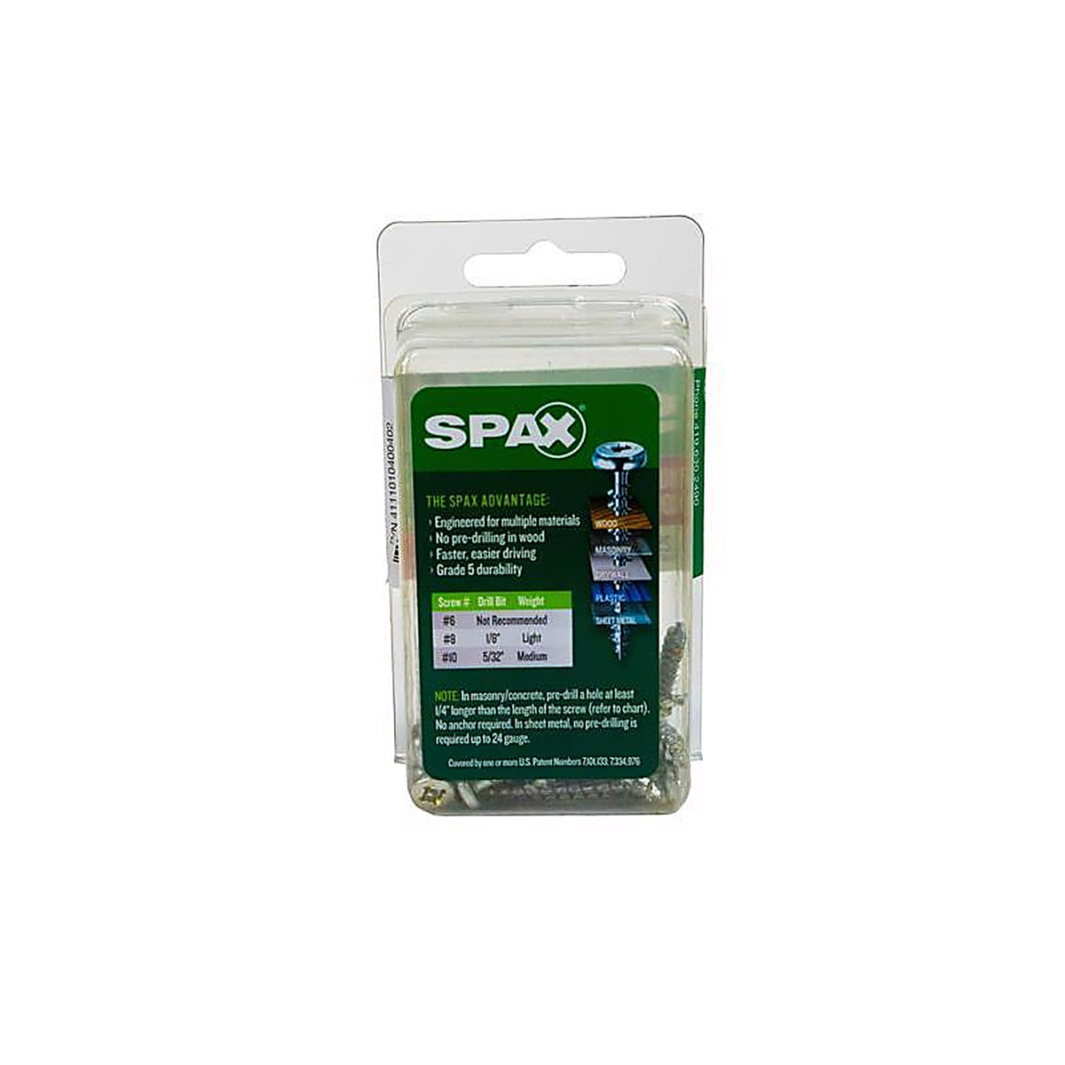 Spax - 4111010400402 - Multi-Material No. 8 In. X 1-1/2 In. L Phillips/Square Pan Head Serrated Construction Screws