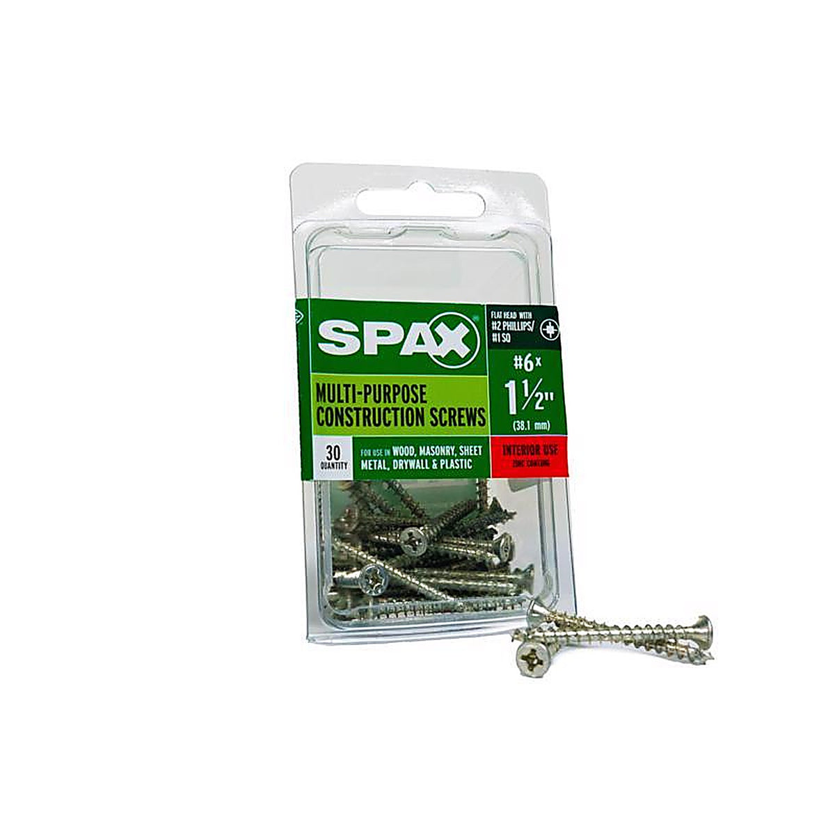 Spax - 4101010350402 - Multi-Material No. 6 In. X 1-1/2 In. L Phillips/Square Flat Head Serrated Construction Screws