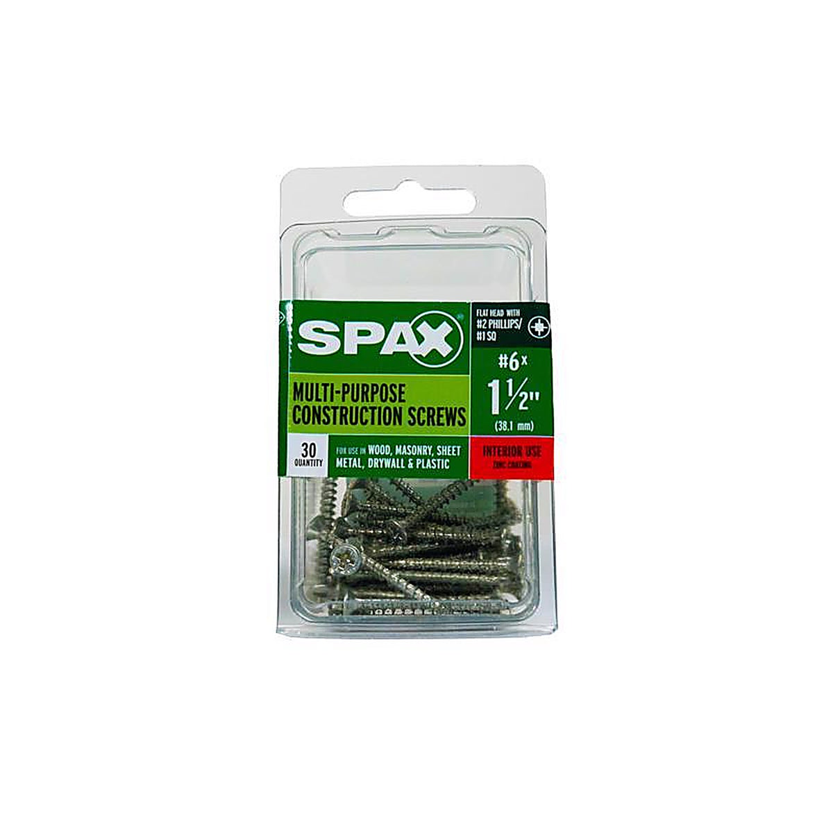 Spax - 4101010350402 - Multi-Material No. 6 In. X 1-1/2 In. L Phillips/Square Flat Head Serrated Construction Screws