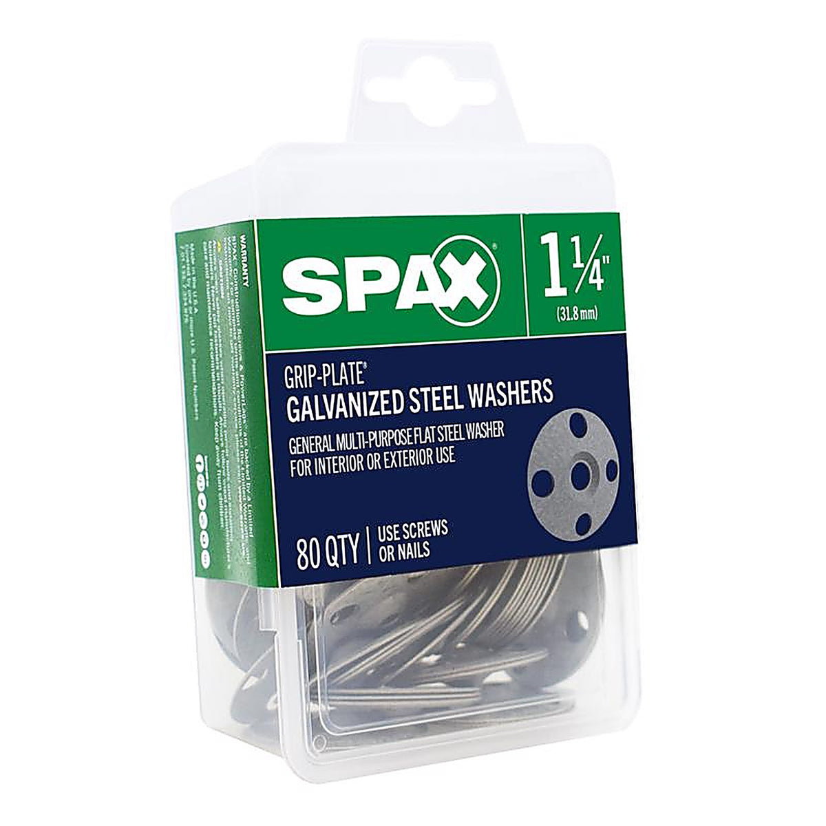 Spax - 5019500312508 - Grip-Plate Galvanized Steel 1-1/4 In. Flat Washer 80 Pack