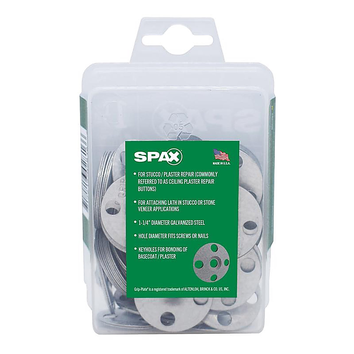 Spax - 5019500312508 - Grip-Plate Galvanized Steel 1-1/4 In. Flat Washer 80 Pack
