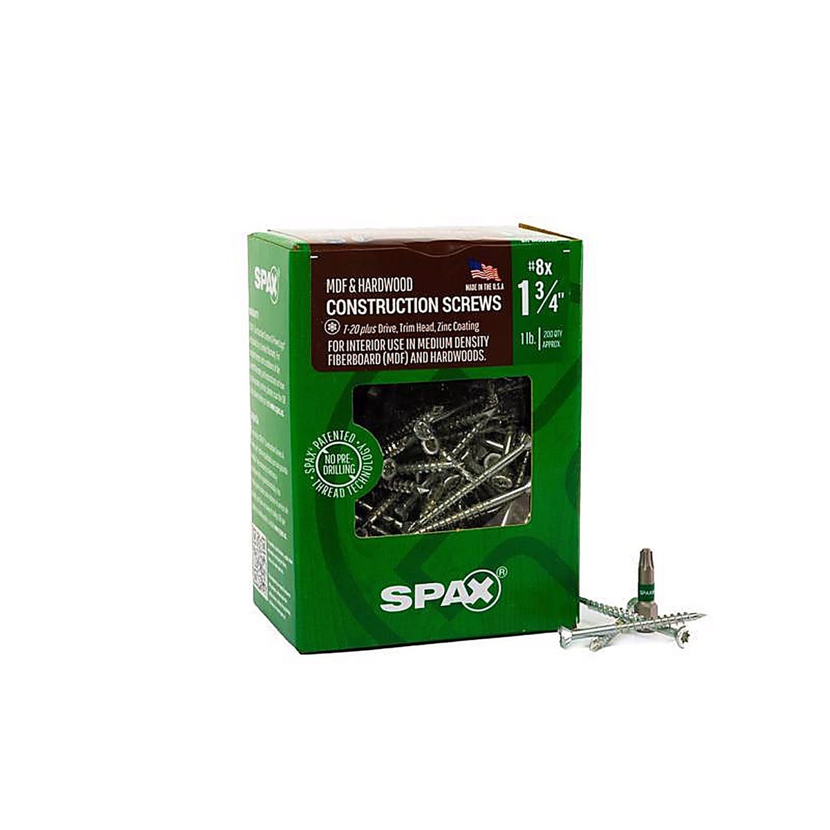 Spax - 4351010400454 - Mdf No. 8 In. X 1-3/4 In. L T-20+ Trim Head Serrated Construction Screws