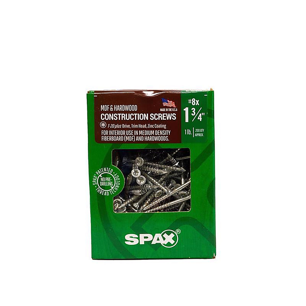 Spax - 4351010400454 - Mdf No. 8 In. X 1-3/4 In. L T-20+ Trim Head Serrated Construction Screws