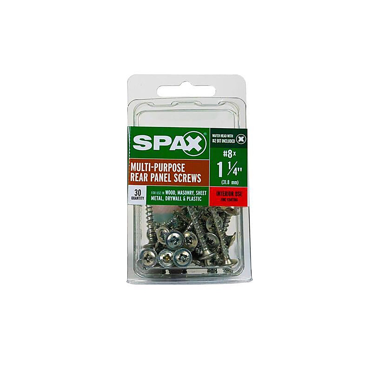Spax - 4281010400302 - No. 8 X 1-1/4 In. L Phillips/Square Zinc-Plated Serrated Multi-Material Screw 30 Pack