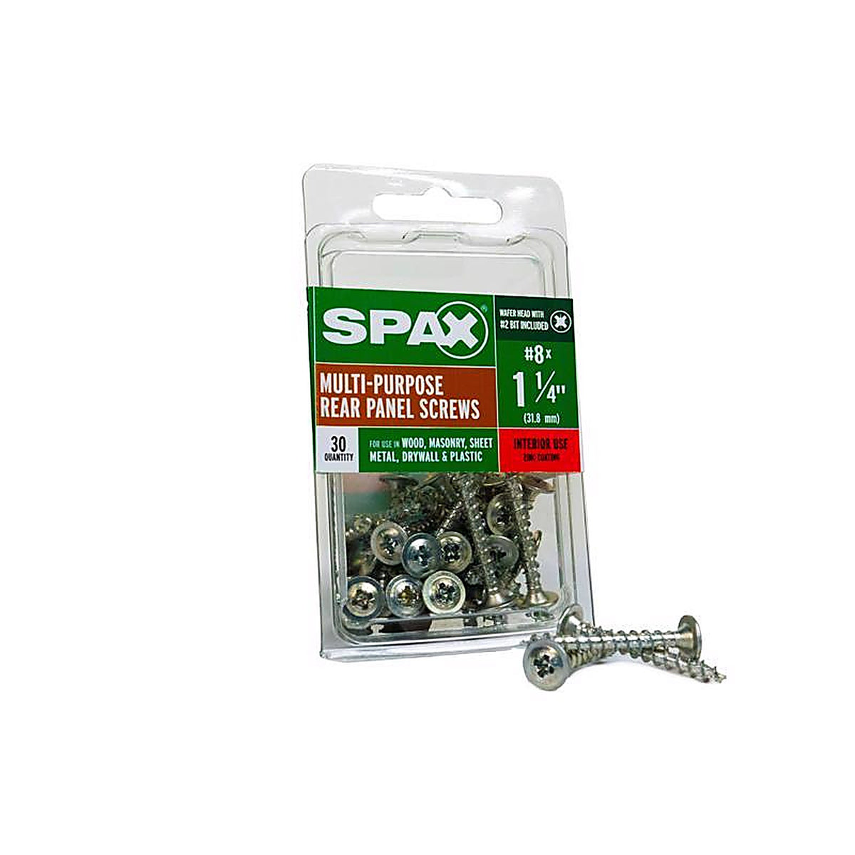 Spax - 4281010400302 - No. 8 X 1-1/4 In. L Phillips/Square Zinc-Plated Serrated Multi-Material Screw 30 Pack