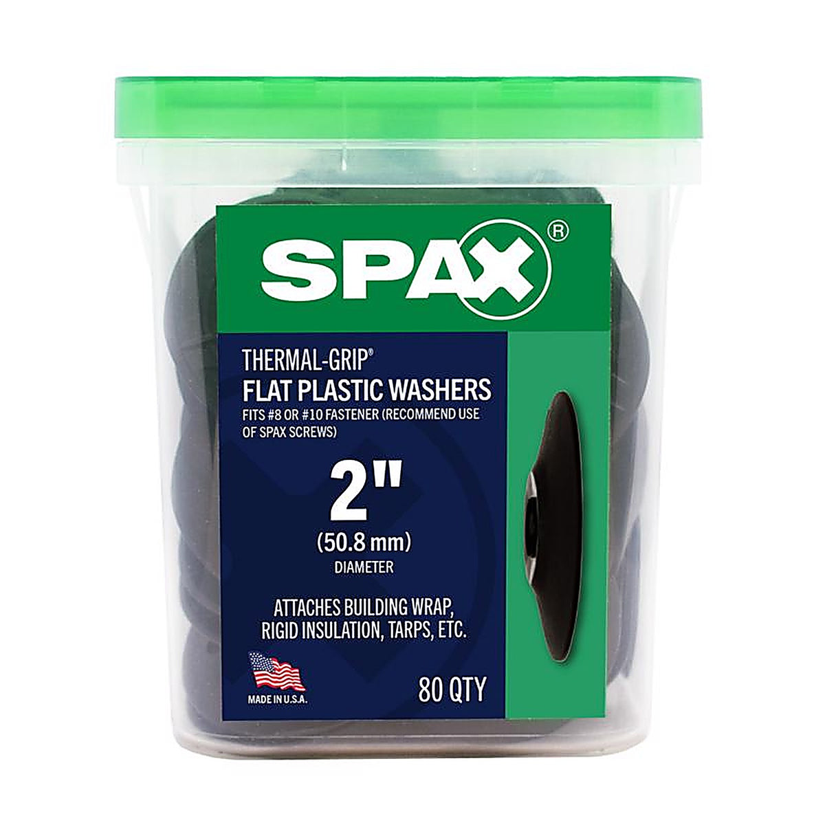 Spax - 5019677420008 - Thermal-Grip Plastic 2 In. Flat Washer 80 Pack
