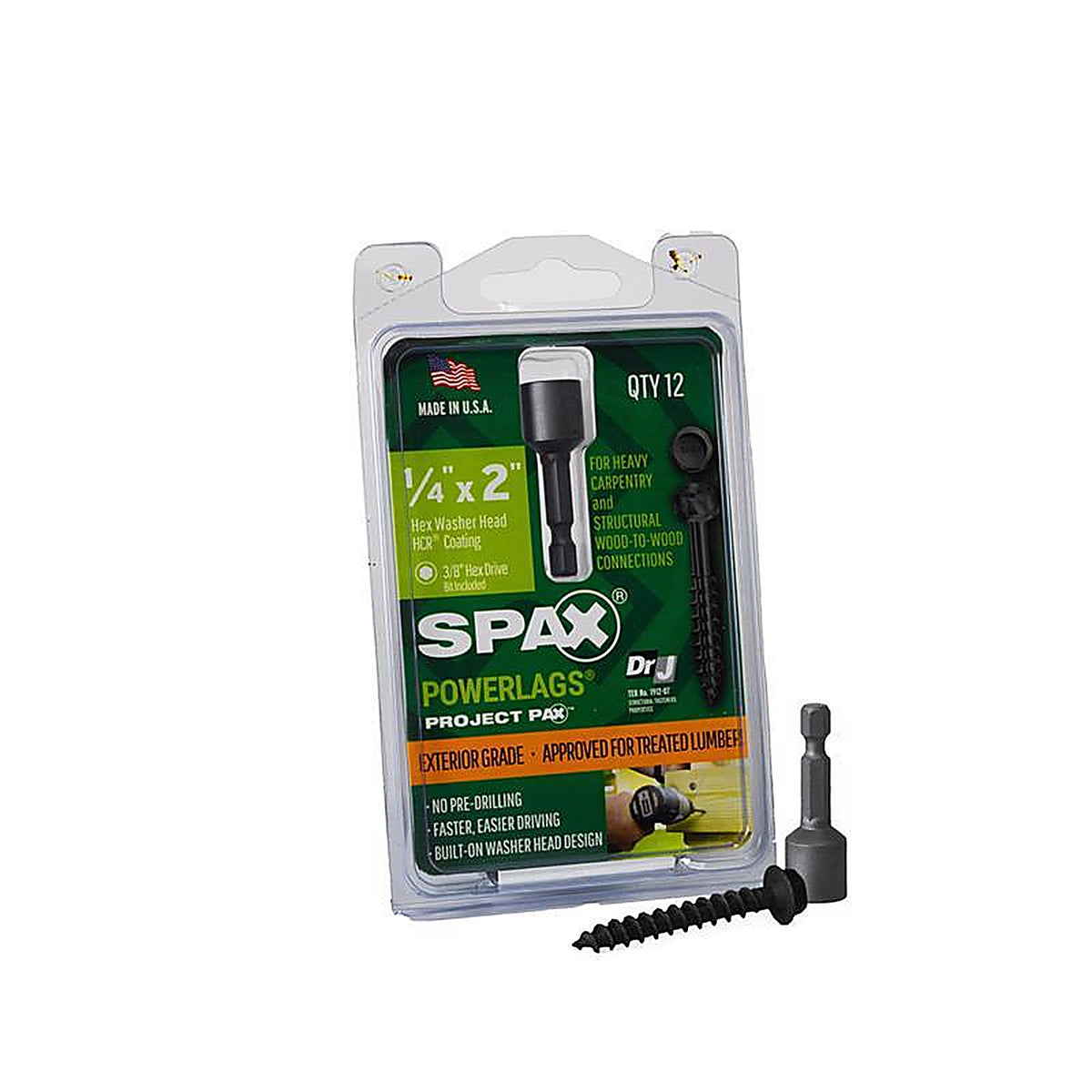 Spax - 45718207005043 - Powerlags 1/4 In. X 2 In. L Washer High Corrosion Resistant Carbon Steel Lag Screw 12 Pack
