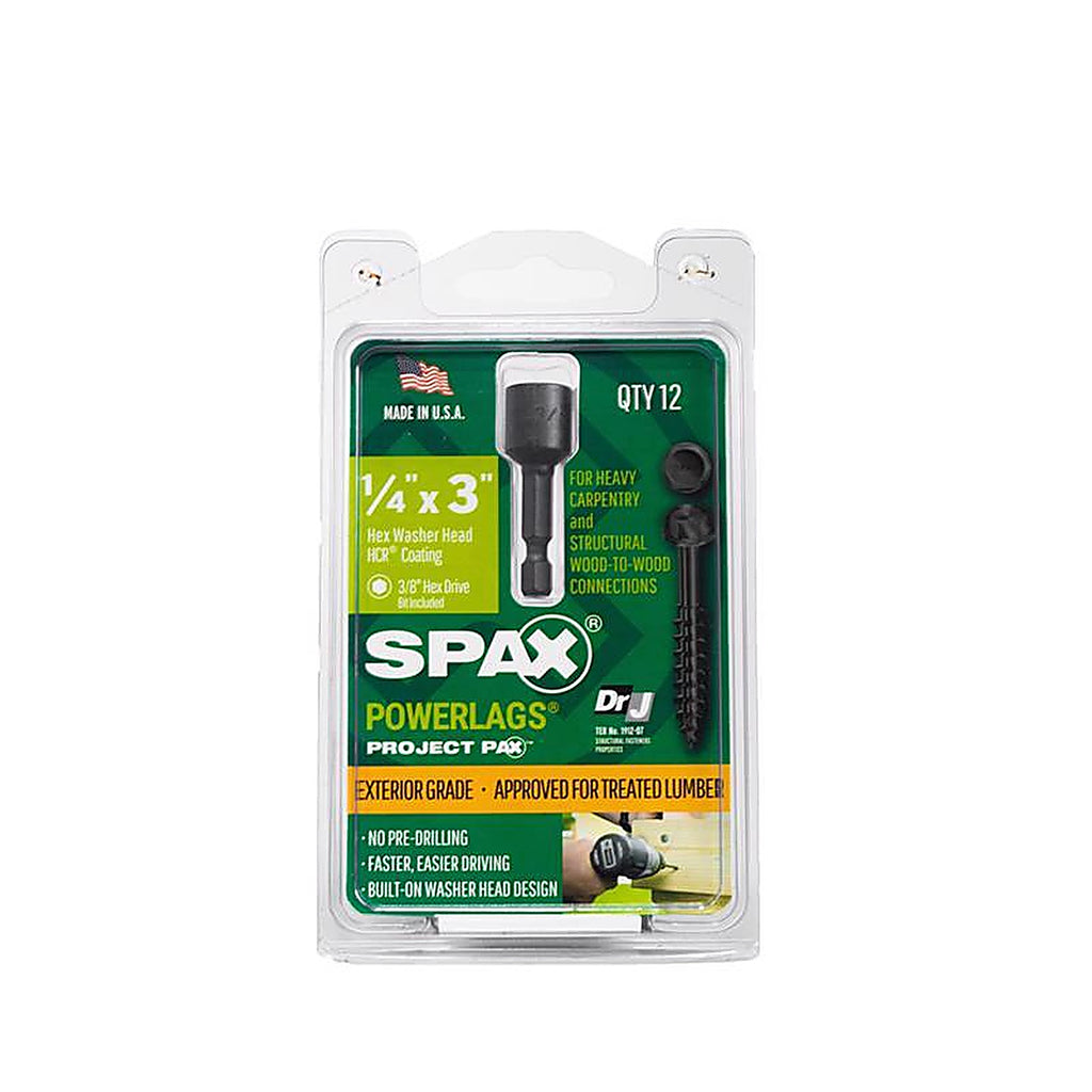 Spax - 45718207007543 - Powerlags 1/4 In. X 3 In. L Washer High Corrosion Resistant Carbon Steel Lag Screw 12 Pack