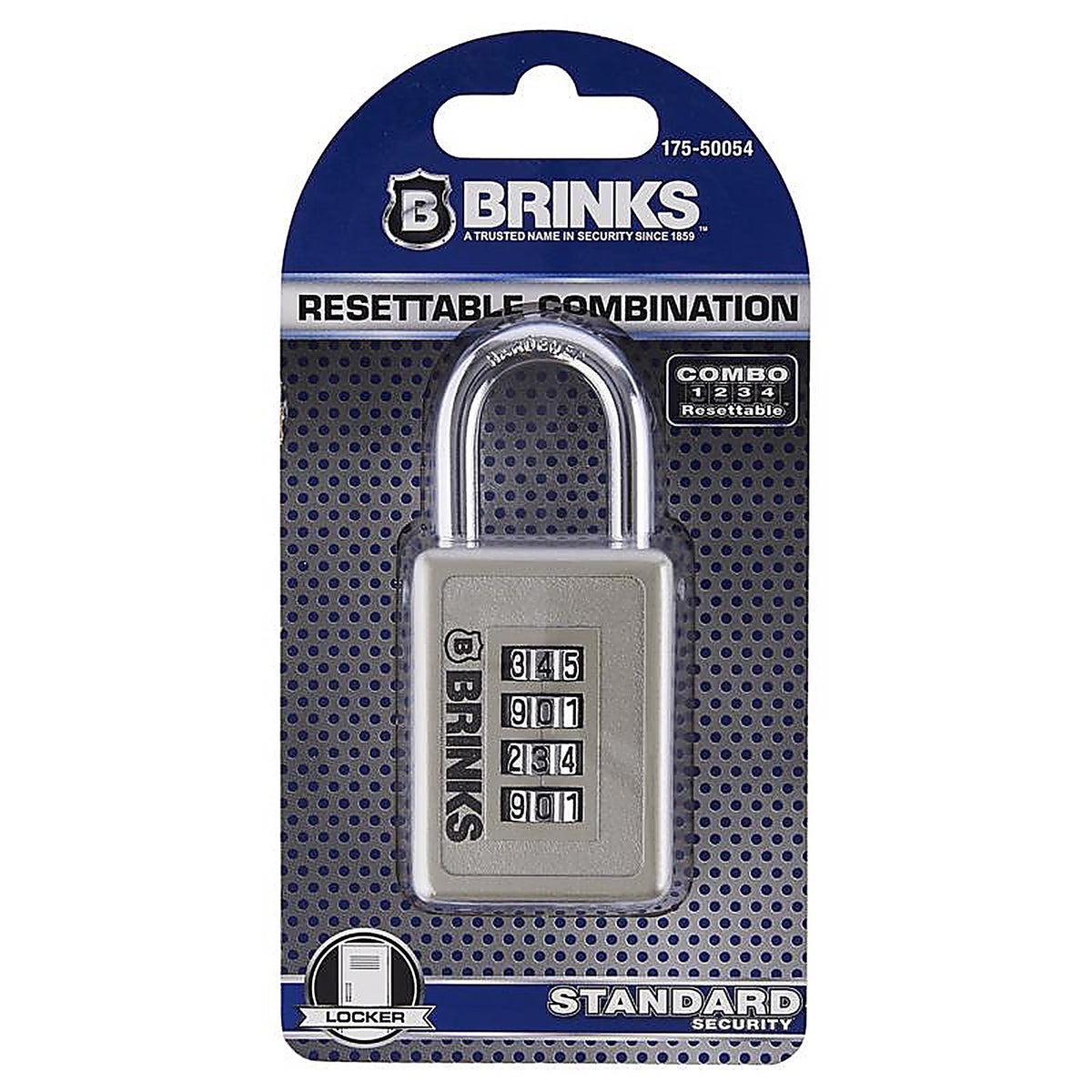 Brinks - 175-50054 - 3.25 In. W X 1.574 In. L Die-Cast Zinc 4-Dial Combination Padlock