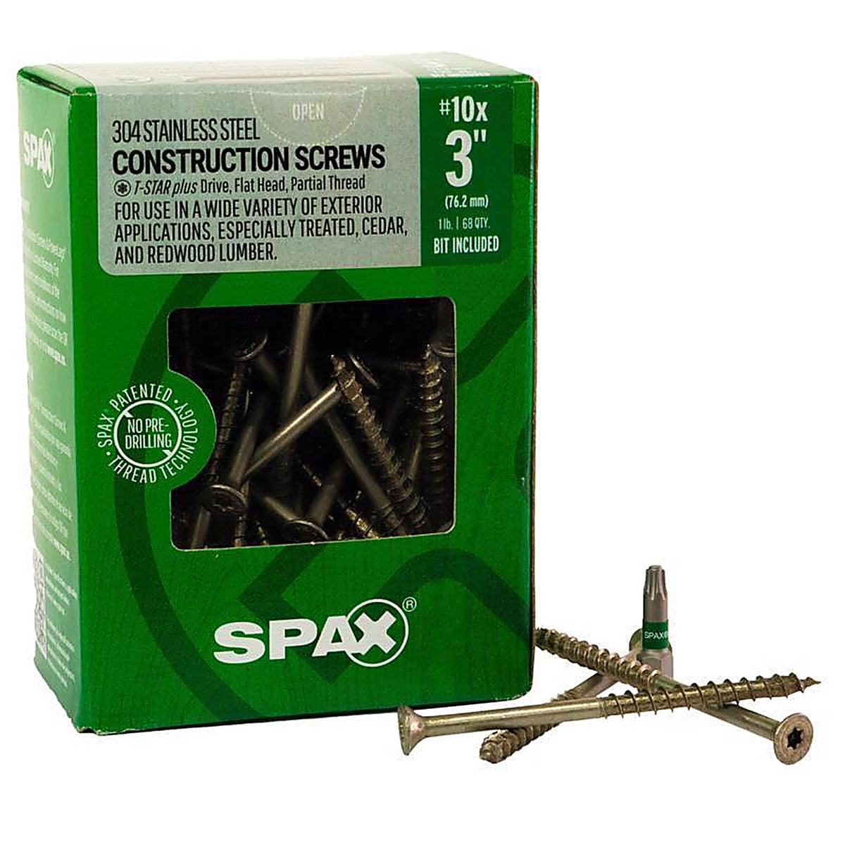 Spax - 4197000500754 - Multi-Material No. 10 Label X 3 In. L Star Flat Head Serrated Construction Screws