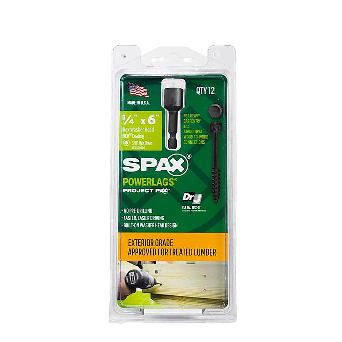 Spax - 45718207015243 - Powerlags 1/4 In. In. X 6 In. L HEX Drive HEX Washer Head Serrated Structural Screws