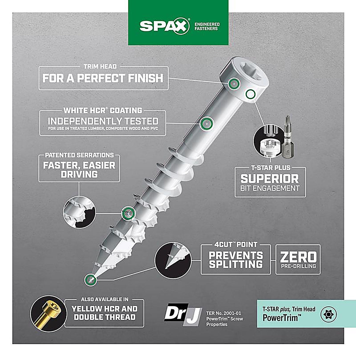 Spax - 42318304005068 - Powertrim No. 8 Label X 2 In. L Star Trim Head Serrated Trim Screws