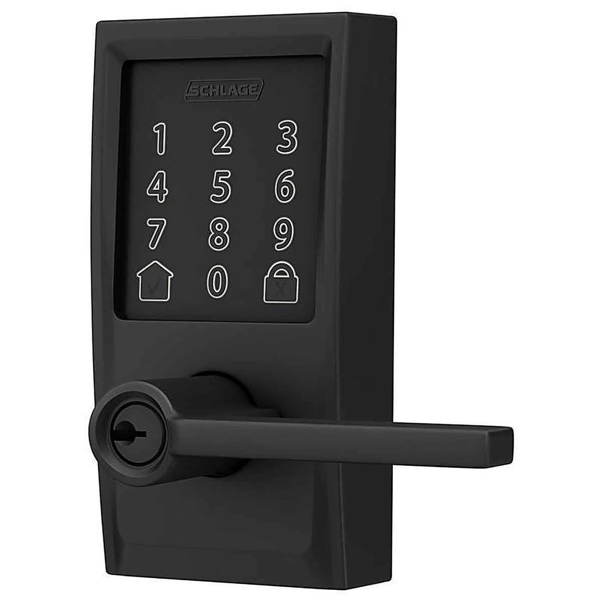 Schlage - FE789WBVCEN622L - Encode Matte Black Metal Wi-Fi Deadbolt with Latitude Lever