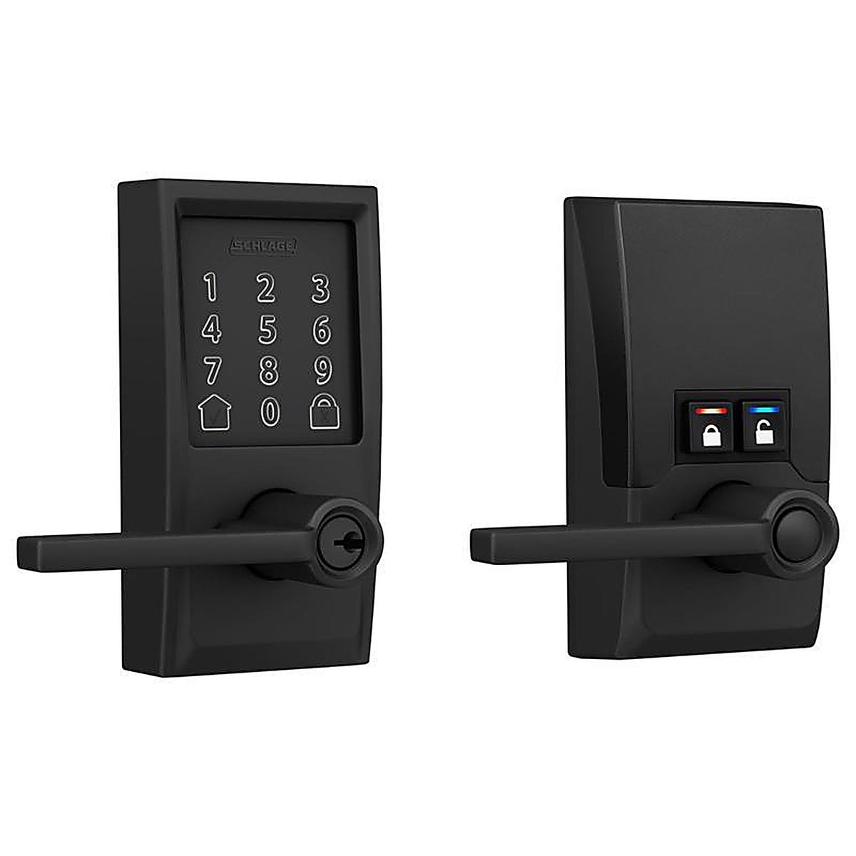 Schlage - FE789WBVCEN622L - Encode Matte Black Metal Wi-Fi Deadbolt with Latitude Lever