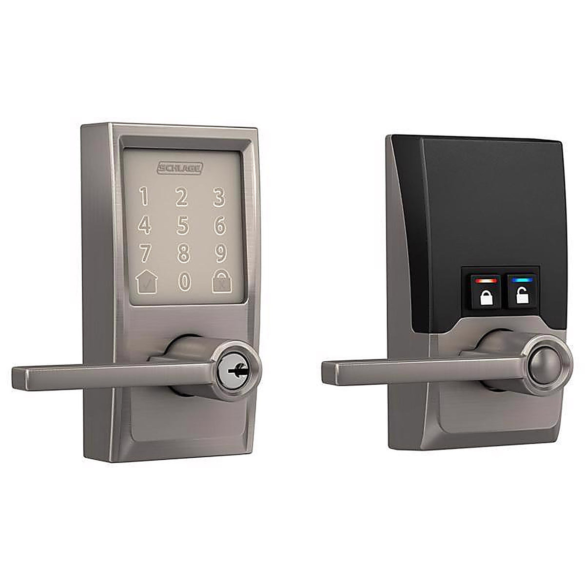 Schlage - FE789WBVCEN619L - Encode Satin Nickel Metal Wi-Fi Deadbolt with Latitude Lever