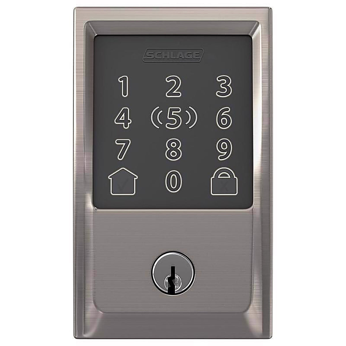 Schlage - BE499WBVCEN619 - Encode Plus Satin Nickel Metal Wi-Fi Deadbolt with Century Trim