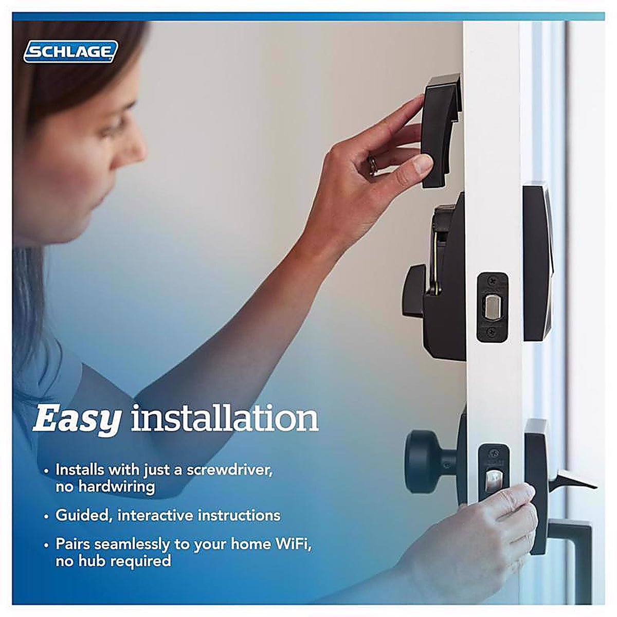 Schlage - BE499WBVCEN619 - Encode Plus Satin Nickel Metal Wi-Fi Deadbolt with Century Trim