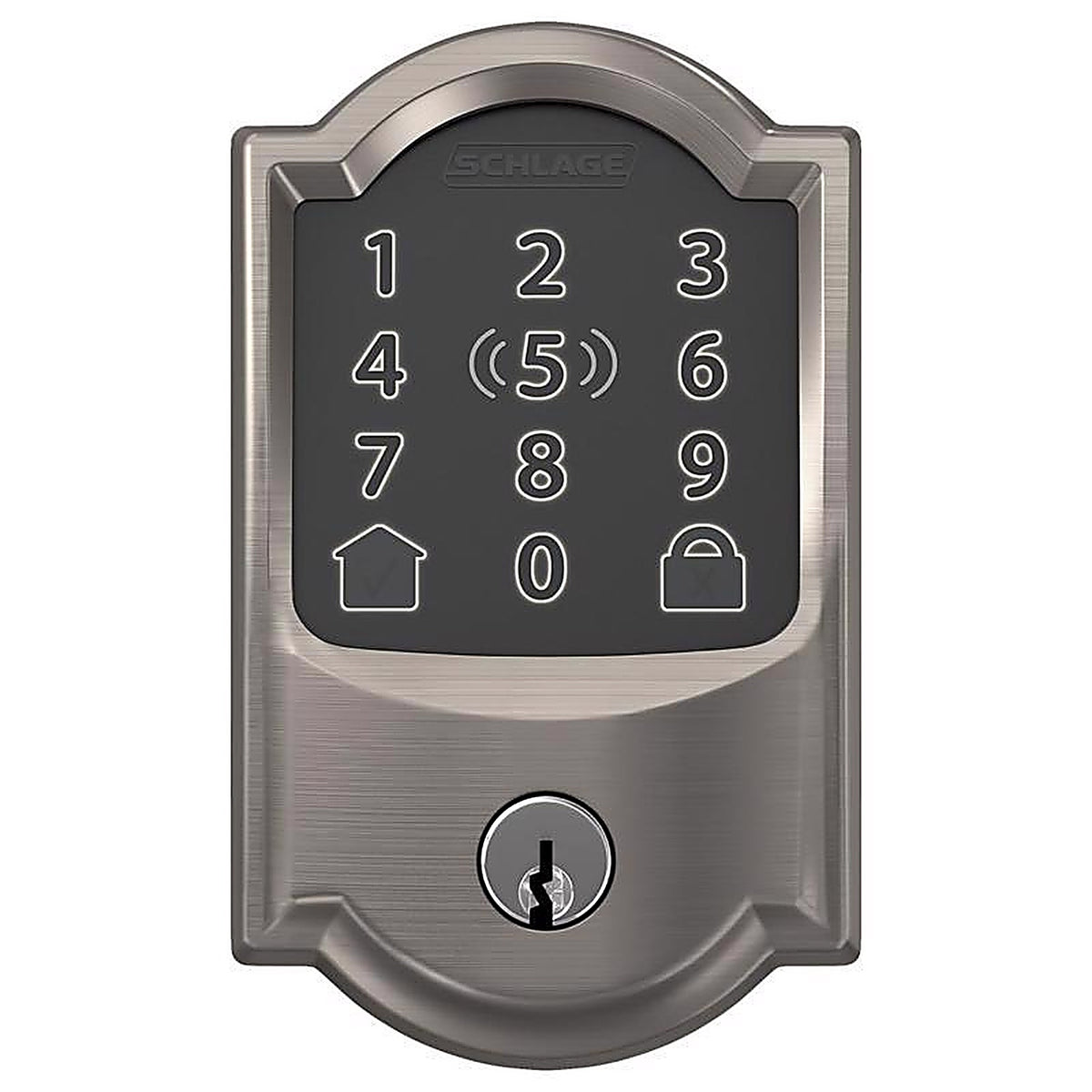 Schlage - BE499WBVCAM619 - Encode Plus Satin Nickel Metal Wi-Fi Deadbolt with Camelot Trim