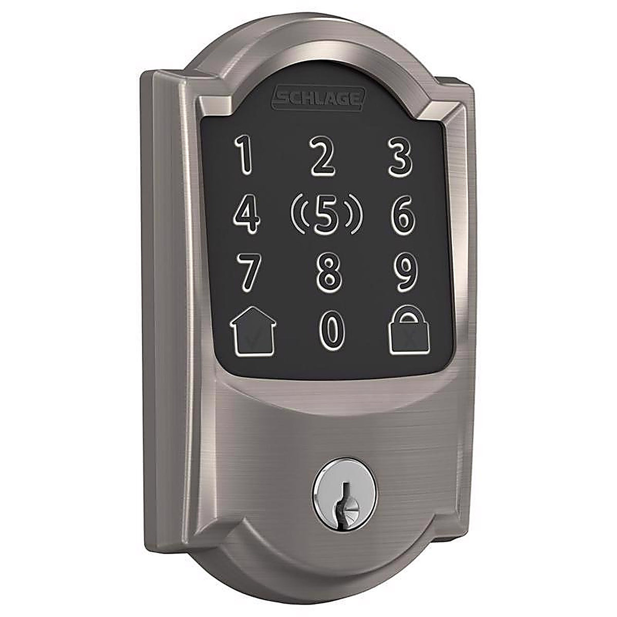 Schlage - BE499WBVCAM619 - Encode Plus Satin Nickel Metal Wi-Fi Deadbolt with Camelot Trim