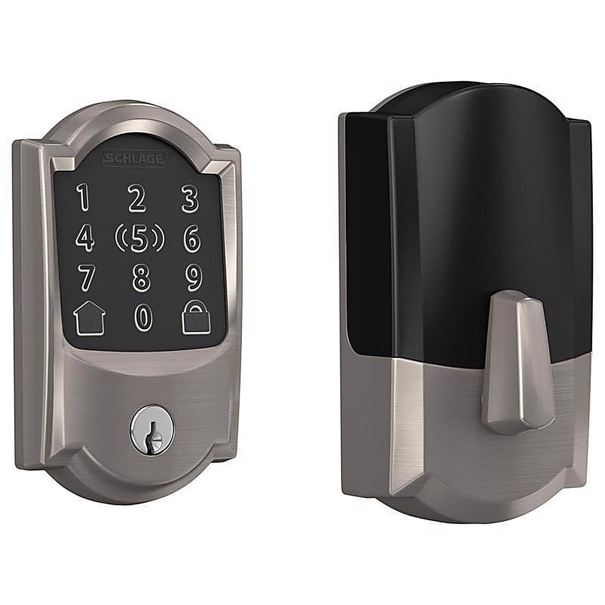 Schlage - BE499WBVCAM619 - Encode Plus Satin Nickel Metal Wi-Fi Deadbolt with Camelot Trim
