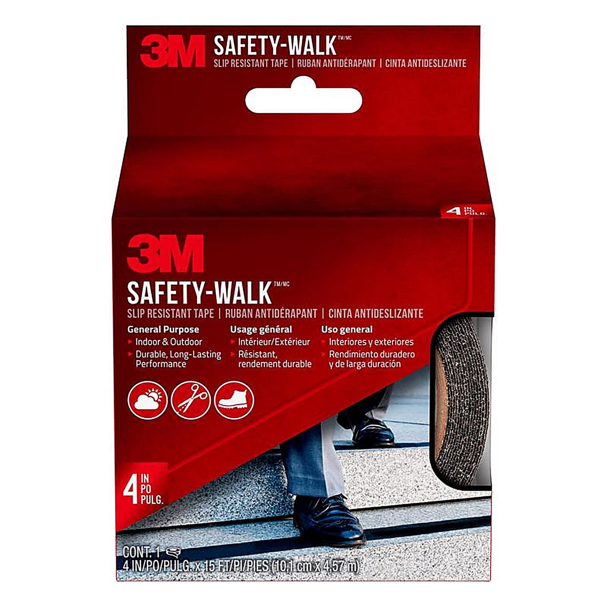 3M - 610B-R4X180 - Safety-Walk Black Anti-Slip Tape 4 In. W X 15 Ft. L 1 Pack