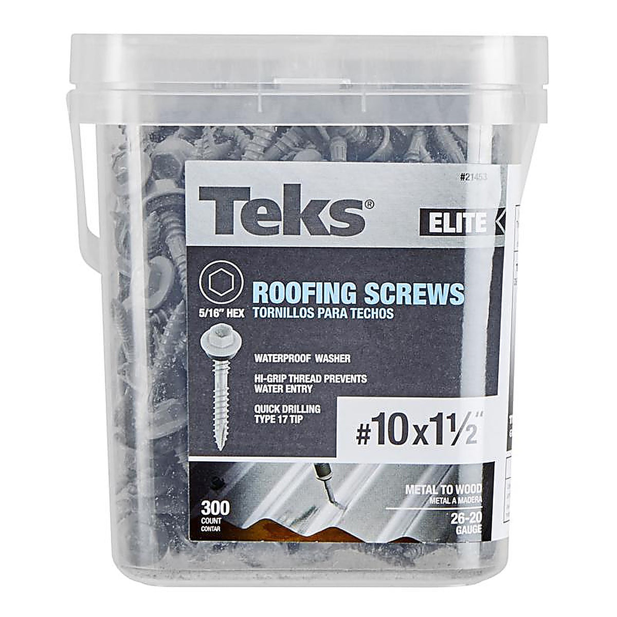 Teks Elite - 21453 - No. 10 X 1-1/2 In. L HEX Drive HEX Washer Head Self Tapping Roofing Screws