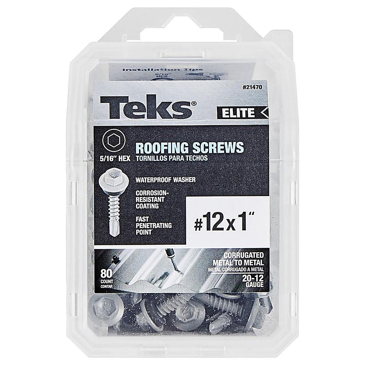 Teks Elite - 21470 - No. 12 X 1 In. L HEX Drive HEX Washer Head Self Tapping Roofing Screws