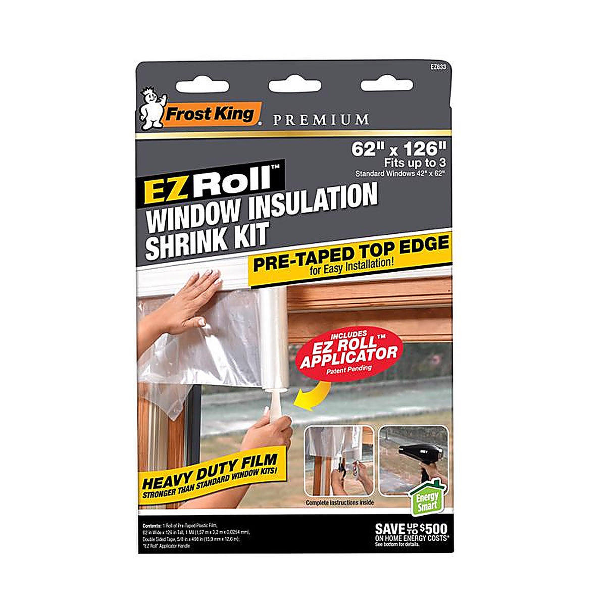 Frost King - EZ8336 - Ezroll Clear Indoor Window Film Insulator Kit 62 In. W X 126 In. L